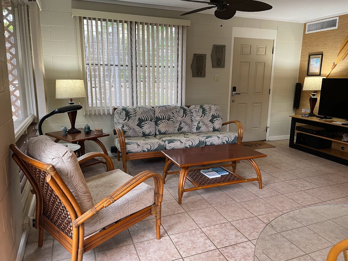 Living room in 2-bedroom unit at Wailana Sands
